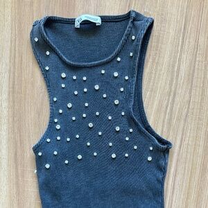 Rhinestone black knit beater bodysuit